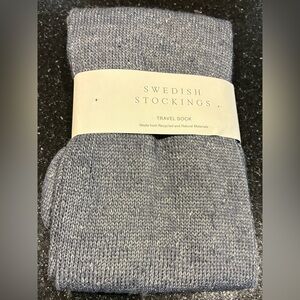 Swedish Stockings Travel Socks Organic Cotton Blend Knee High Gray NWT